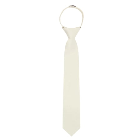 Jacob Alexander Boys' 14 inch Solid Color Pre-Tied Zipper Neck Tie - Ivory Cream