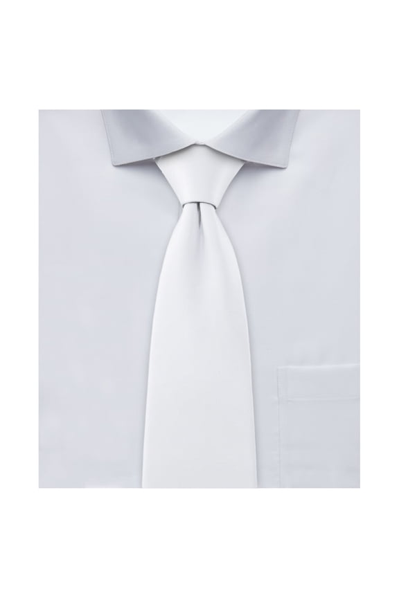 Boy's First Holy Communion 14" Pretied Solid Zipper Tie - White