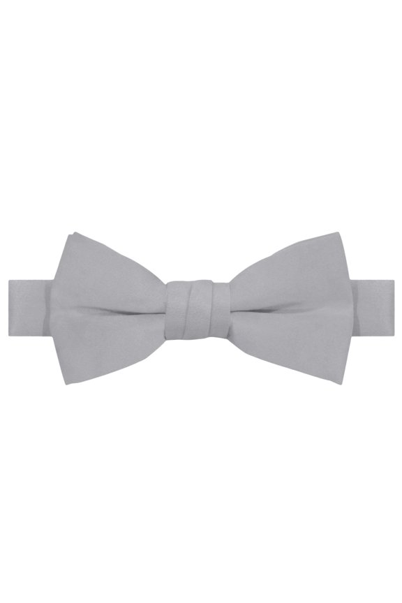 Boy's Kids Pretied Banded Adjustable Solid Color Bowtie - Silver