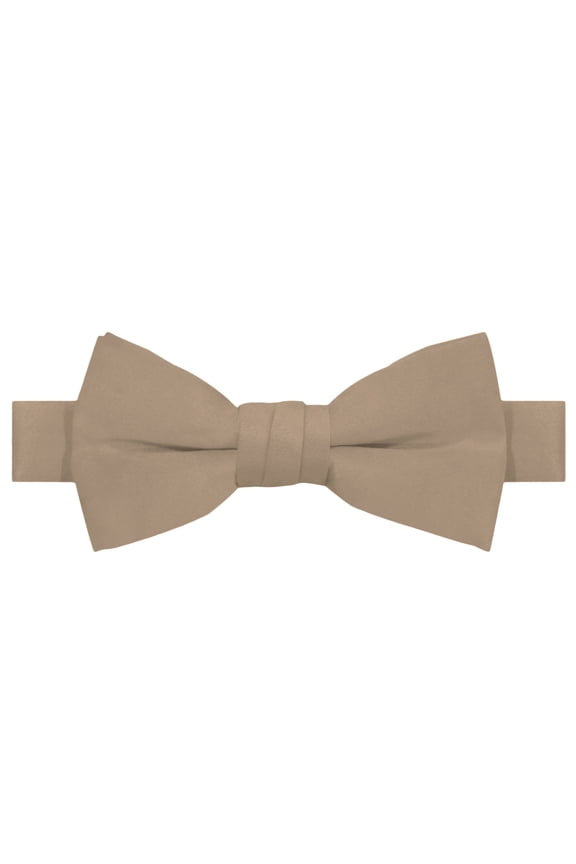 Boy's Kids Pretied Banded Adjustable Solid Color Bowtie - Tan
