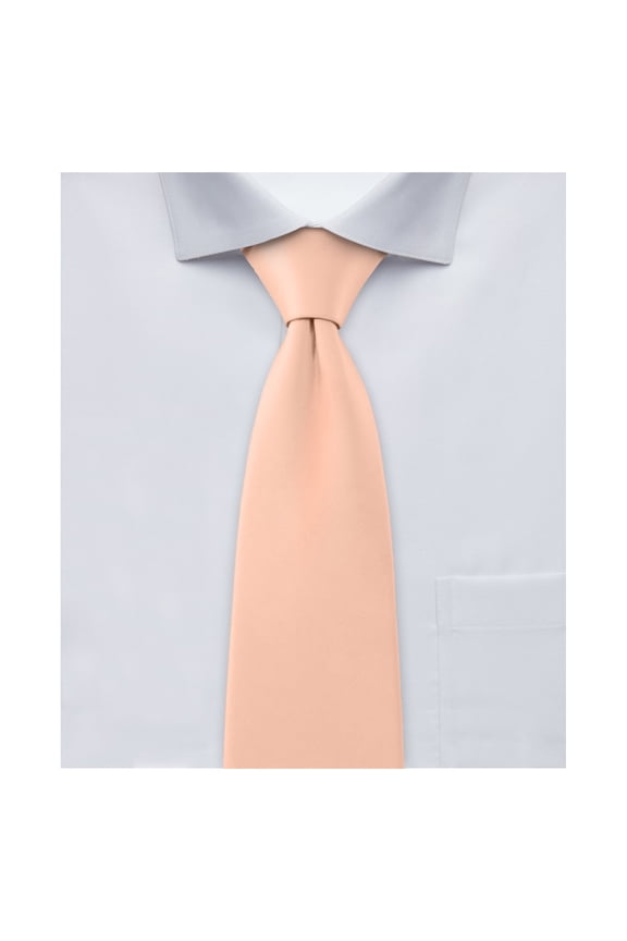 Boy's Regular Self Tie Prep Solid Color Necktie - Peach