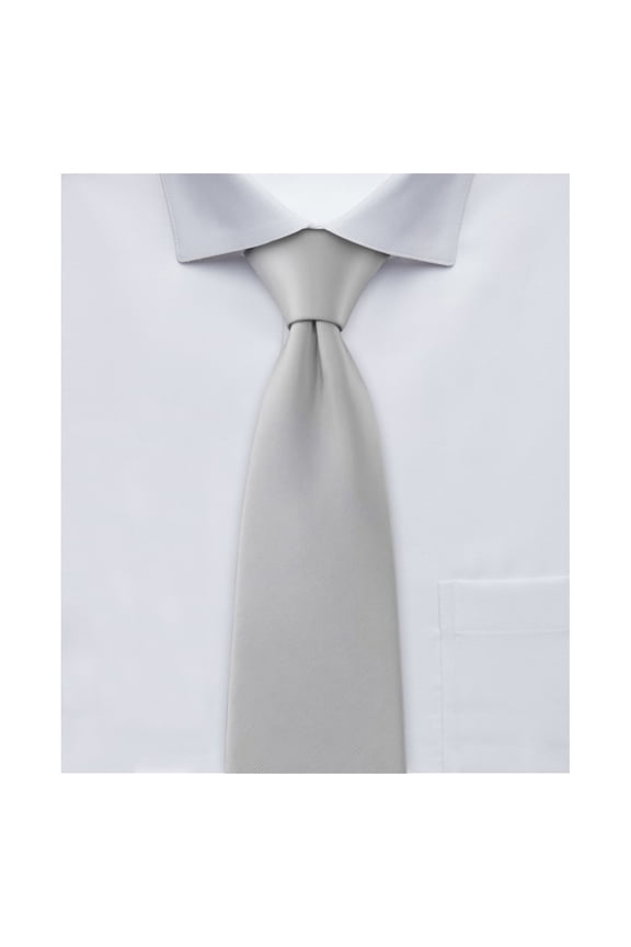 Boy's Regular Self Tie Prep Solid Color Necktie - Silver