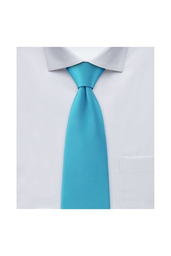 Boy's Regular Self Tie Prep Solid Color Necktie - Turquoise