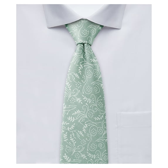 Jacob Alexander Boys' 14 inch Floral Pre-Tied Zipper Cotton Neck Tie - Dusty Sage