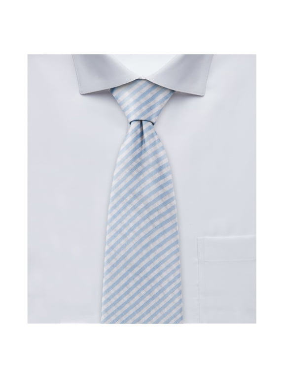 Boys' Prep Seersucker Striped Pattern Regular Self-Tie Neck Tie - Baby Blue