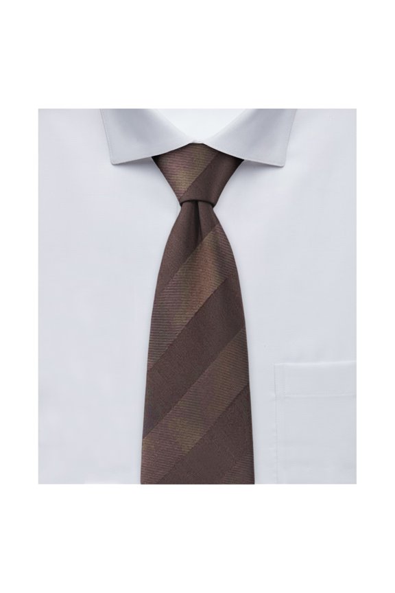 Boys' Prep Solid Color Tonal Stripe Neck Tie - Brown
