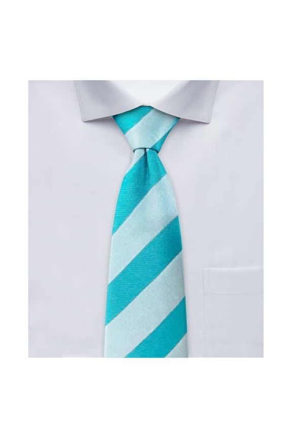 Boys' Prep Solid Color Tonal Stripe Neck Tie - Turquoise