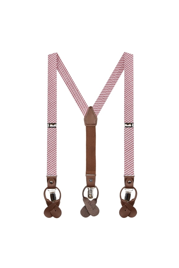 Boys' Seersucker Striped Pattern Suspenders - Red
