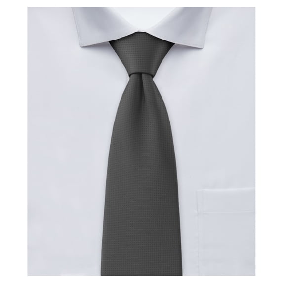 Jacob Alexander Boys' 14 inch Woven Subtle Mini Squares Pre-Tied Clip-On Neck Tie - Charcoal Gray