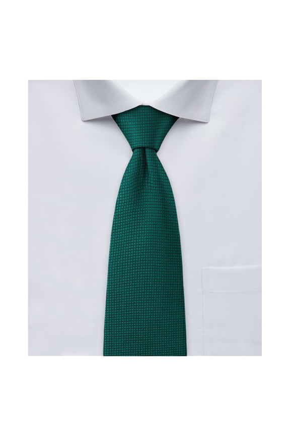 Boys' 14 inch Woven Subtle Mini Squares Pre-Tied Clip-On Neck Tie - Hunter Green