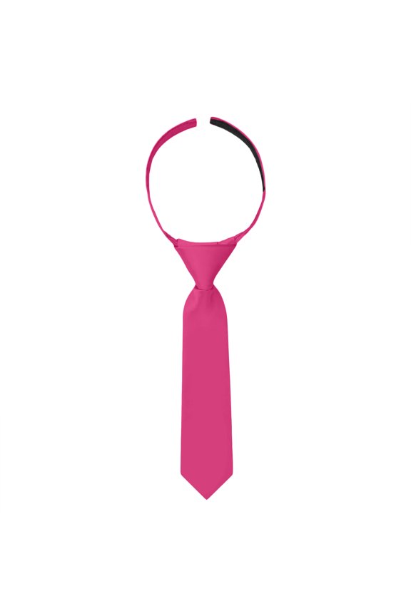 Infant's Toddler's 8 inch Solid Color Pre-Tied Hook and Loop Band Tie - Fuchsia Pink