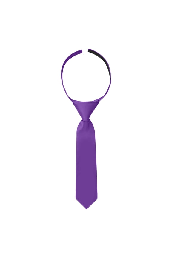 Infant's Toddler's 8 inch Solid Color Pre-Tied Hook and Loop Band Tie - Purple