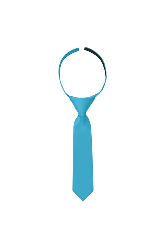 Infant's Toddler's 8 inch Solid Color Pre-Tied Hook and Loop Band Tie - Turquoise Blue