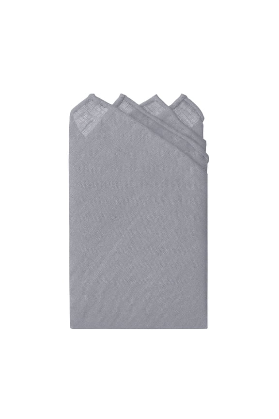 Linen Handrolled 15" x 15" Pocket Square Hanky - Silver