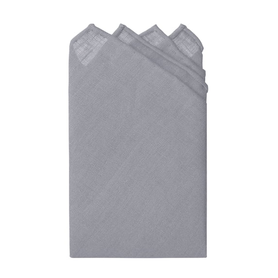 Jacob Alexander Linen Handrolled 15" x 15" Pocket Square Hanky - Silver