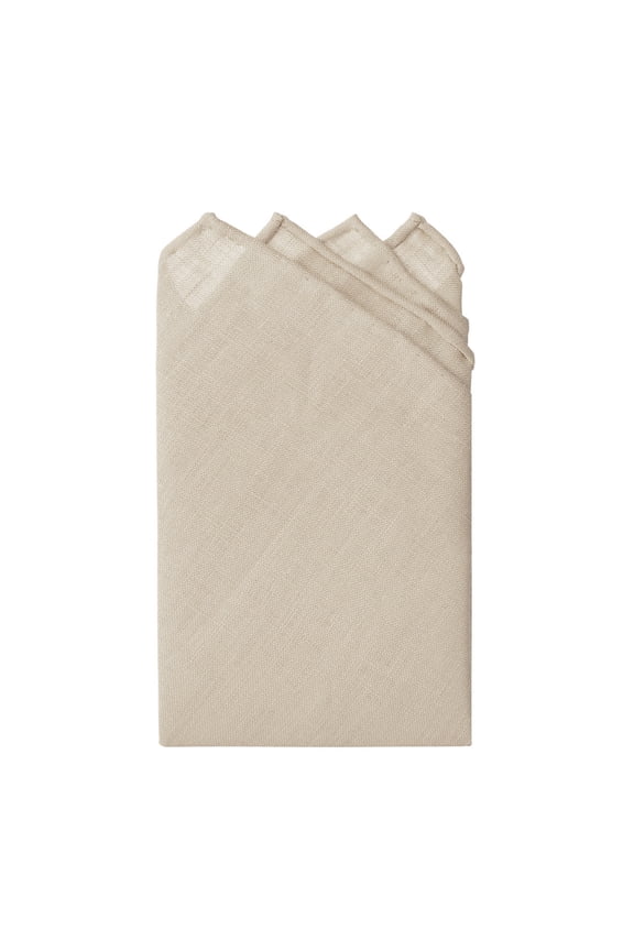 Linen Handrolled 15" x 15" Pocket Square Hanky - Tan