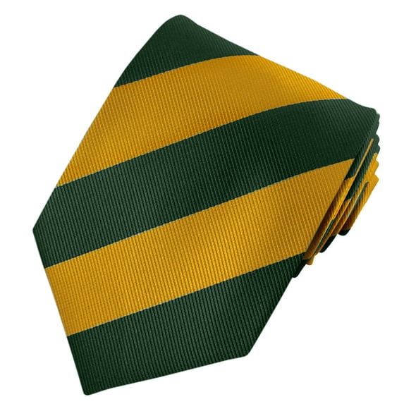 Jacob Alexander 1-Inch College Stripe Woven Extra Long Neck Tie for Big and Tall Men - Gold Green