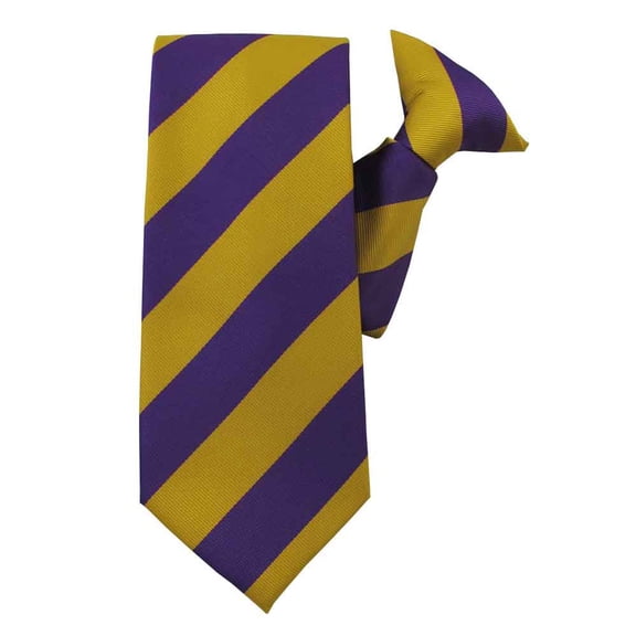 Jacob Alexander Men's 1-Inch College Stripe Woven Pre-Tied Clip-On Neck Tie - Gold Purple