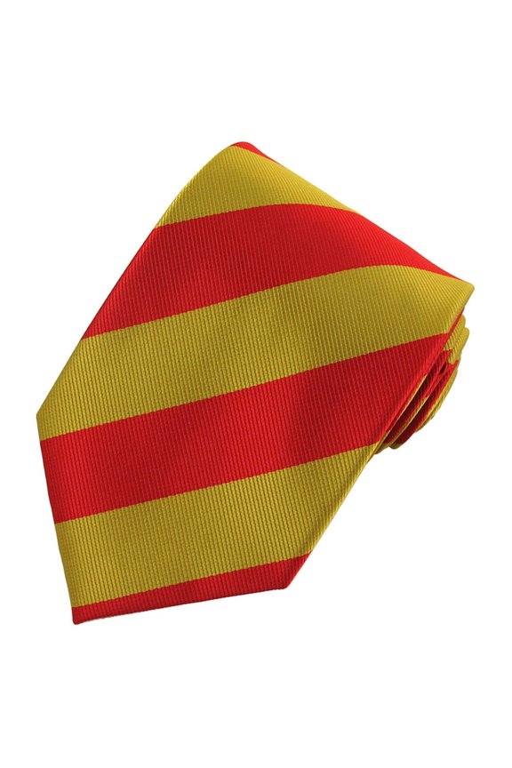 Men's 1-Inch College Stripe Woven Regular Length Neck Tie - Gold Red