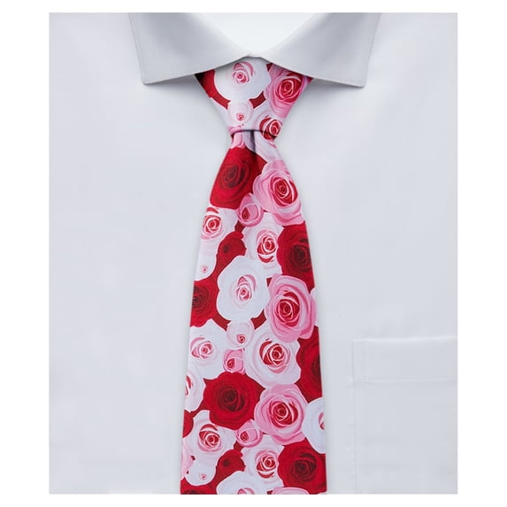 Jacob Alexander Assorted Floral Roses Flowers Design Extra Long Neck Tie for Big and Tall Men - White Pink Red