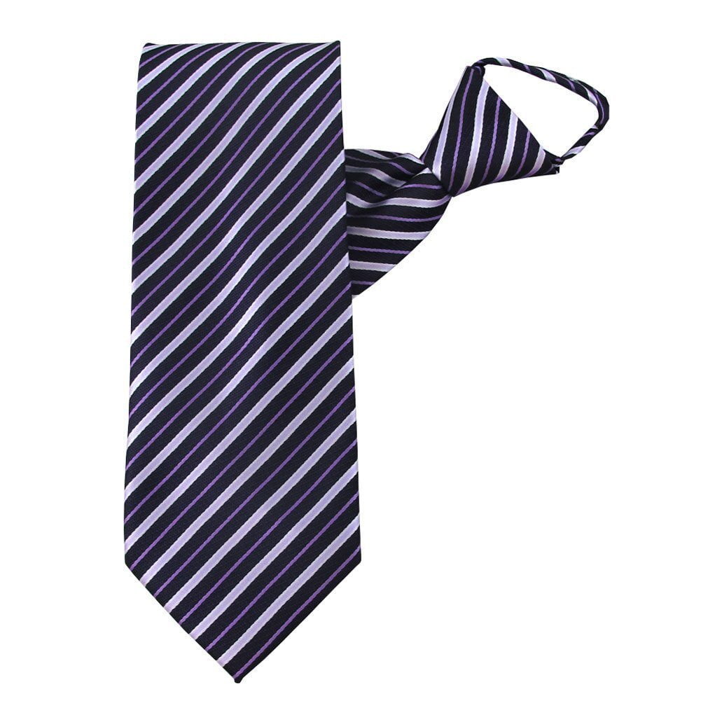 Jacob Alexander Men's Pre-Tied Zipper Neck Tie - Dotted Stripe Pattern | Ready-Made Formal & Casual Tie