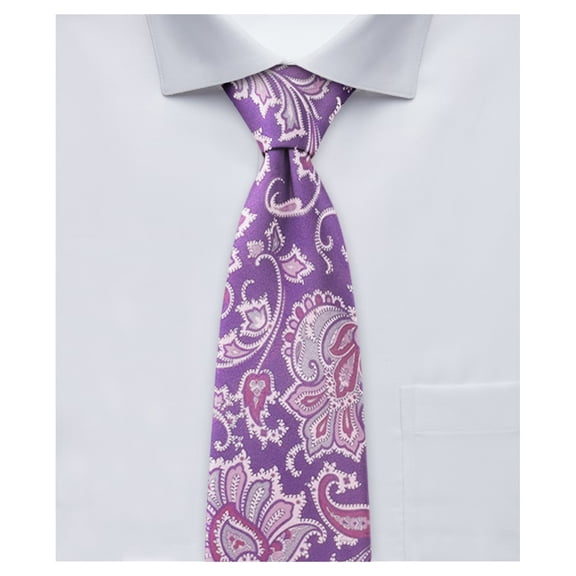 Jacob Alexander Men's English Paisley Pattern Regular Length Neck Tie - Purple Multi