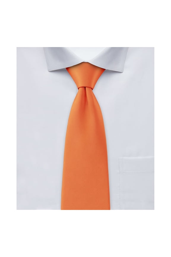 Men's Extra Long Solid Color Tie - Orange