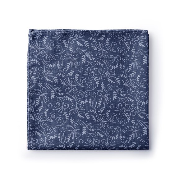 Jacob Alexander Men's Floral Pocket Square Handkerchief Hanky - Slate Blue
