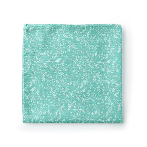 Jacob Alexander Men's Floral Pocket Square Handkerchief Hanky - Turquoise