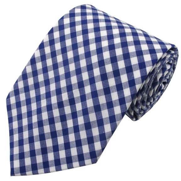 Jacob Alexander Men's Gingham Checkered Pattern Regular Length Neck Tie - Royal Blue