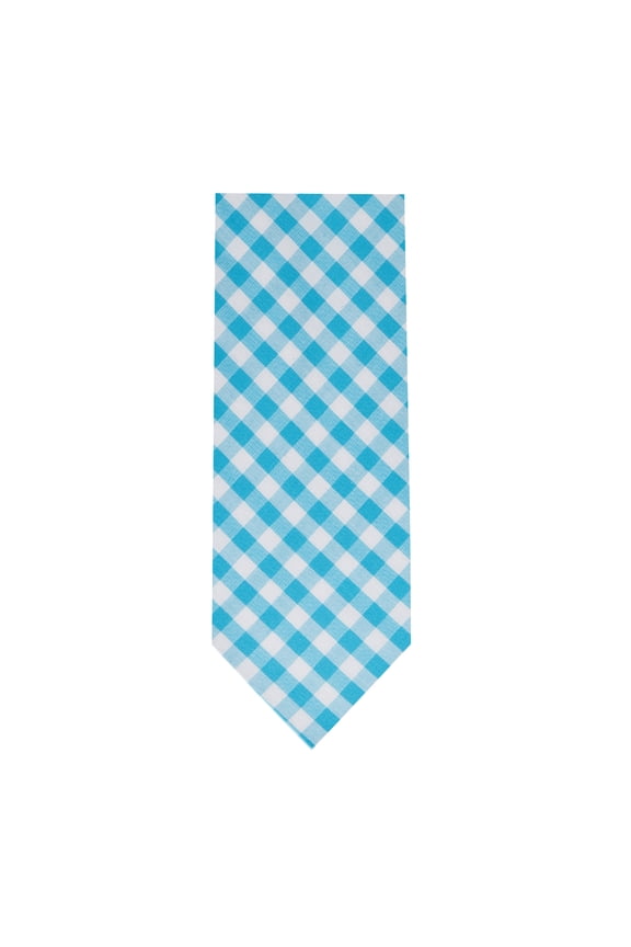 Men's Gingham Checkered Pattern Neck Tie - Slim - Turquoise