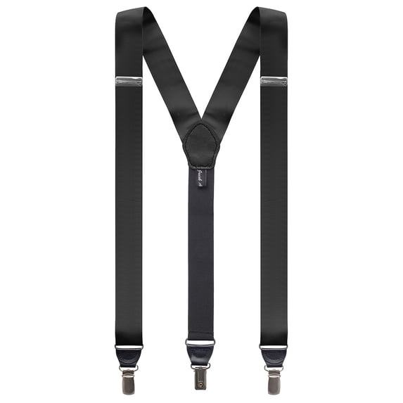 Jacob Alexander Men's Grosgrain Ribbon Leather Clip Y-back Suspenders Braces - Black