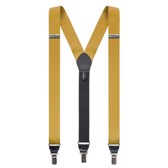 Jacob Alexander Men's Grosgrain Ribbon Leather Clip Y-back Suspenders Braces - Gold