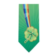 Jacob Alexander Happy Saint Patricks Day Colorful Rainbow with Four-Leaf Clover Extra Long Neck Tie for Big and Tall Men - Green