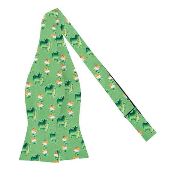 Jacob Alexander Men's Happy Saint Patrick's Day Leprechaun Hat Ireland Flag Diagonal Traditional Freestyle Self-Tie Bow Tie - Green