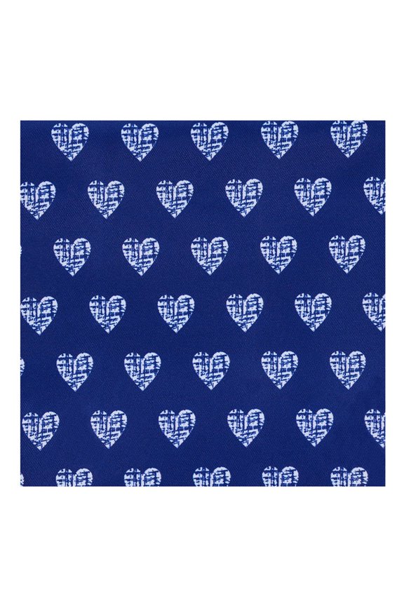Men's Happy Valentine's Day Big White Hearts Pattern Pocket Square - Blue