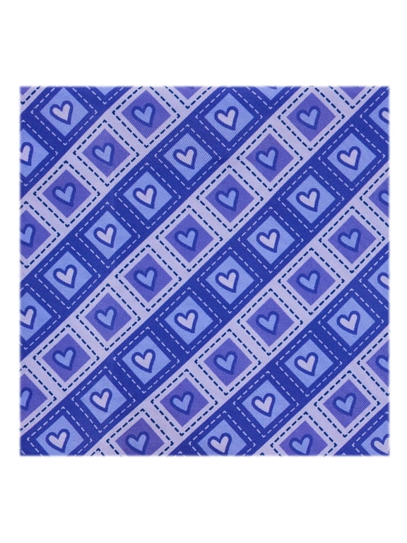 Men's Happy Valentine's Day Diagonal Striped Hearts in Squares Pattern Pocket Square - Purple