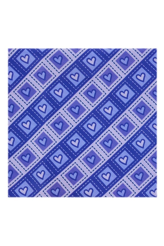 Men's Happy Valentine's Day Diagonal Striped Hearts in Squares Pattern Pocket Square - Purple