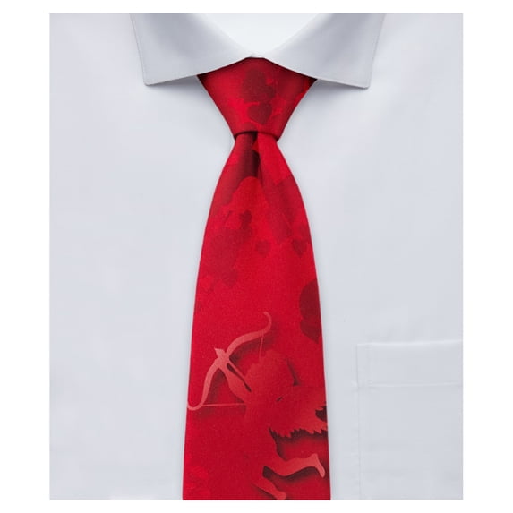 Jacob Alexander Happy Valentine's Day Shooting Cupid with Hearts Extra Long Neck Tie for Big and Tall Men - Red
