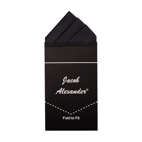 Jacob Alexander Men's Pre-Folded Triangles Pocket Square Handkerchief Hanky - Black