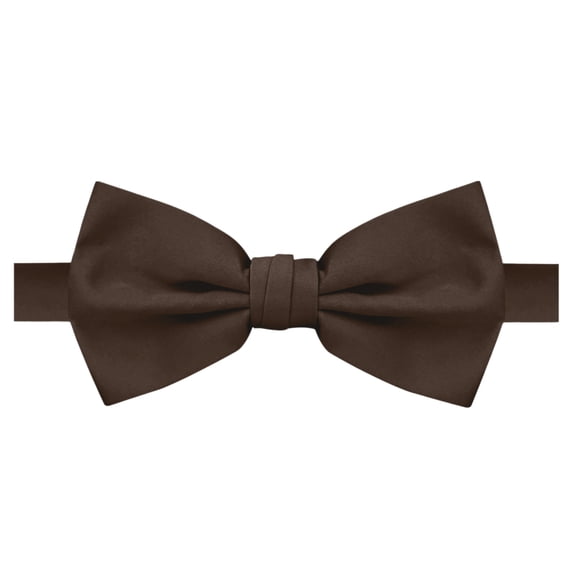 Jacob Alexander Men's Pre-Tied Banded Adjustable Solid Color Bow Tie - Brown