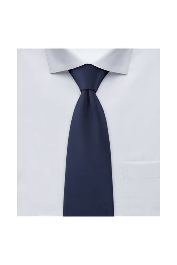 Men's Pre-Tied Ready Made Solid Color Clip-On Neck Tie - Navy Blue