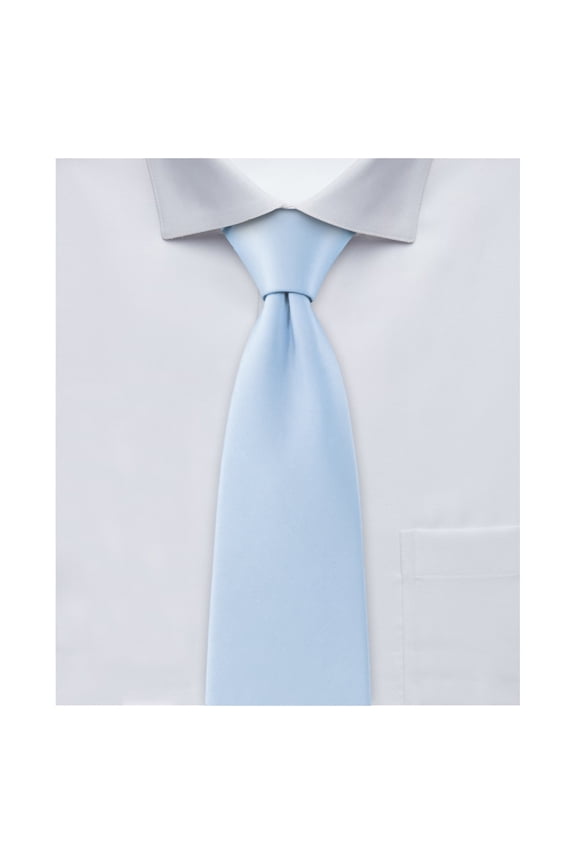 Men's Pre-Tied Ready Made Solid Color Clip-On Neck Tie - Sky Blue