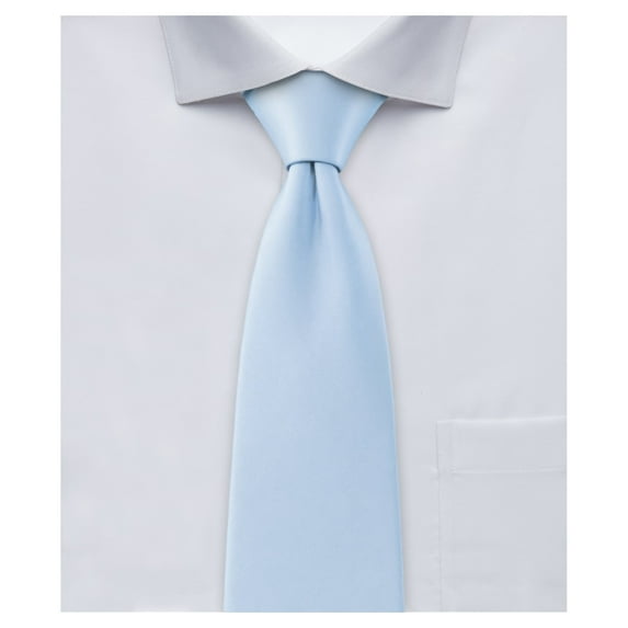 Jacob Alexander Men's Pre-Tied Ready Made Solid Color Clip-On Neck Tie - Sky Blue