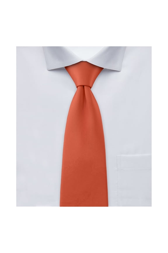 Men's Solid Color Pre-Tied Zipper Neck Tie - Rust