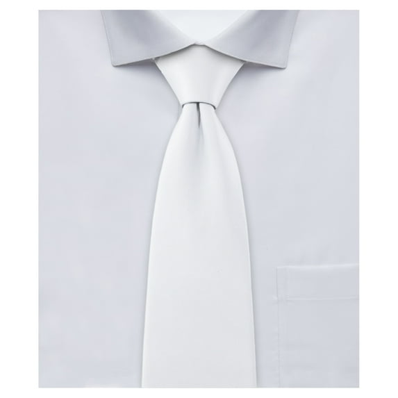 Jacob Alexander Men's Solid Color Pre-Tied Zipper Neck Tie - White