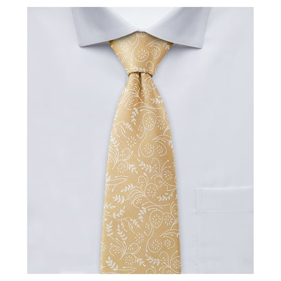Jacob Alexander Men's Floral Regular Length Neck Tie - Honey