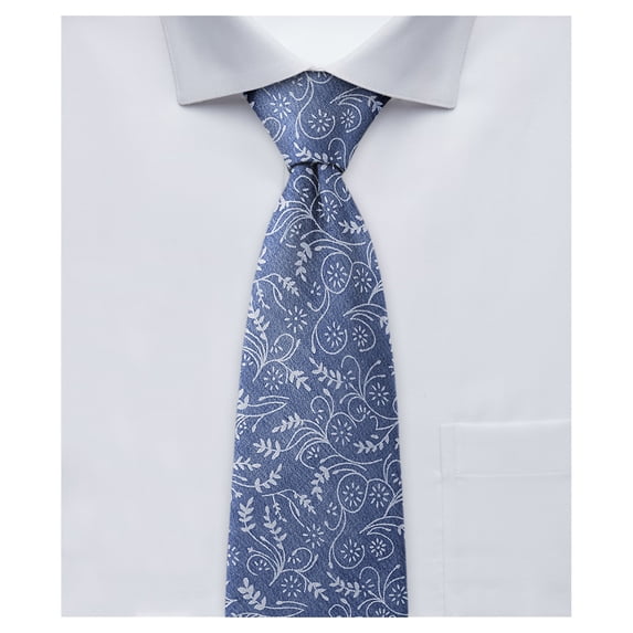 Jacob Alexander Men's Floral Regular Length Neck Tie - Slate Blue
