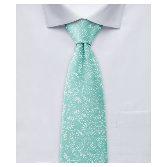 Jacob Alexander Men's Floral Regular Length Neck Tie - Turquoise