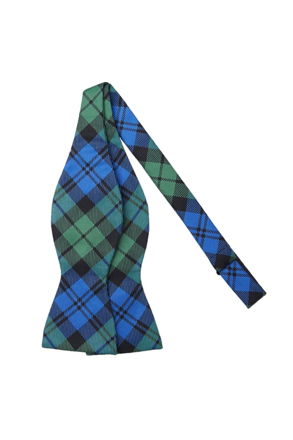 Men's Royal Tartans Plaid Black Watch Self-Tie Bow Tie - Blue Green